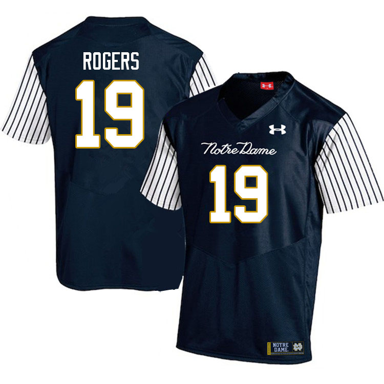 Men #19 Moses Rogers Notre Dame Fighting Irish College Football Jerseys Sale-Alternate Navy - Click Image to Close